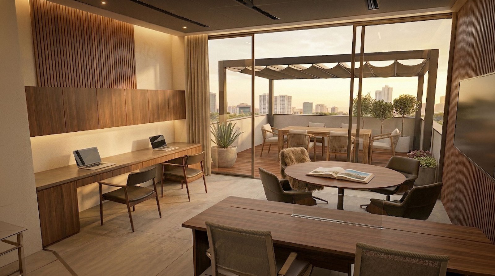 Render: Área de coworking del proyecto